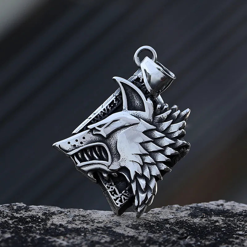 2023 New Stainless Steel Long Choker for Men Wolf Necklaces & Pendants Viking Animal Jewelry Cadenas Para Hombre Lucky Gift