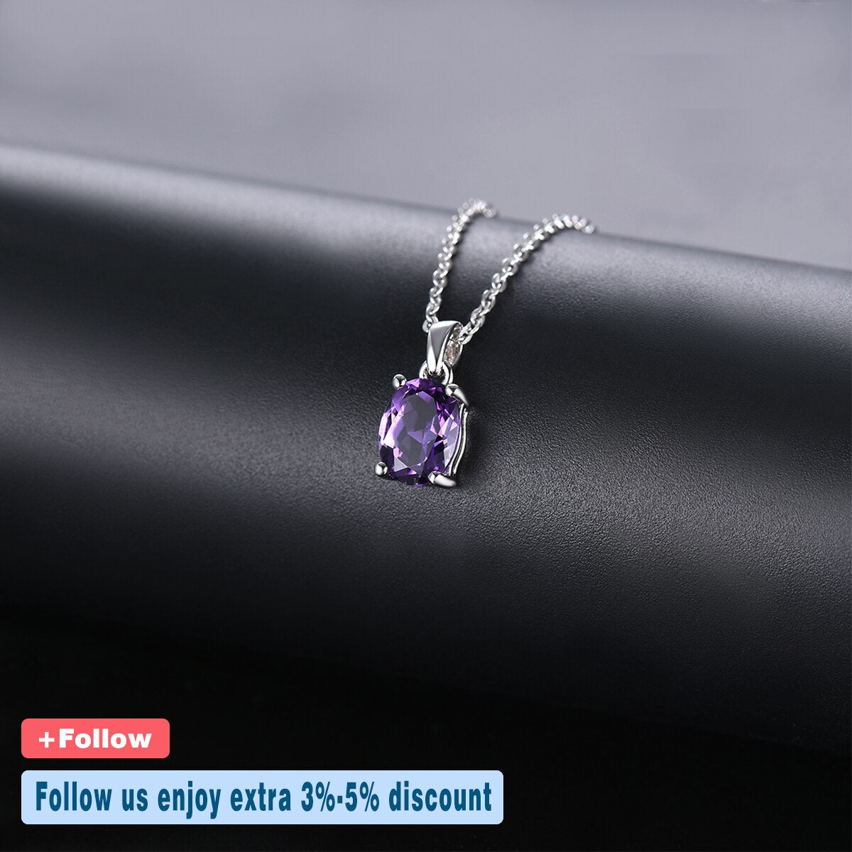 Hutang Amethyst Solid 925 Sterling Silver Pendant Real Oval 8x6mm Purple Gemstone 925 Silver Chain Fine Fashion Simple Jewelry