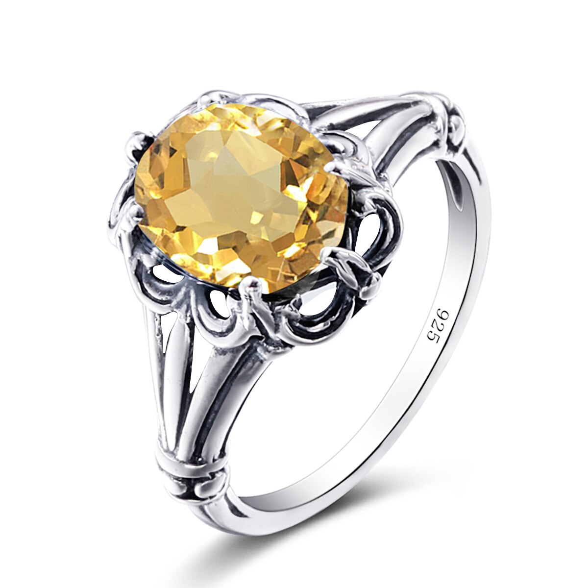 100% 925 Sterling Silver Rings Oval Design Garnet Bohemian Handmade Victoria Wieck Rings For Women Fine Jewelry Citrine