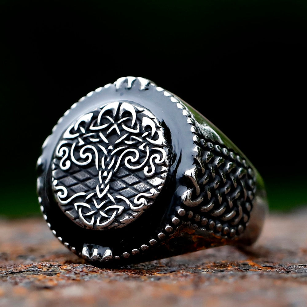 intage Viking Tree Of Life Ring For Men Nordic Mythology Stainless Steel Yggdrasils Ring Fashion Amulet Viking Jewelry Gift