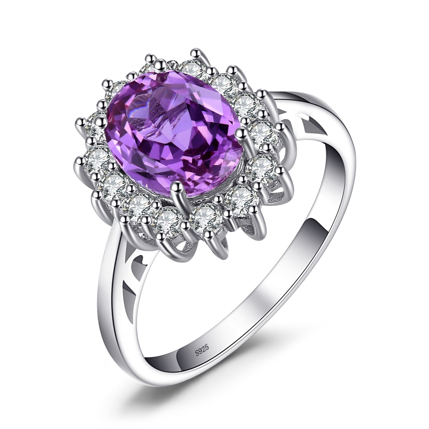 Jewelry Palace Princess Diana Created Blue Sapphire 925 Sterling Silver Engagement Ring Ruby Natural Amethyst Citrine Blue Topaz