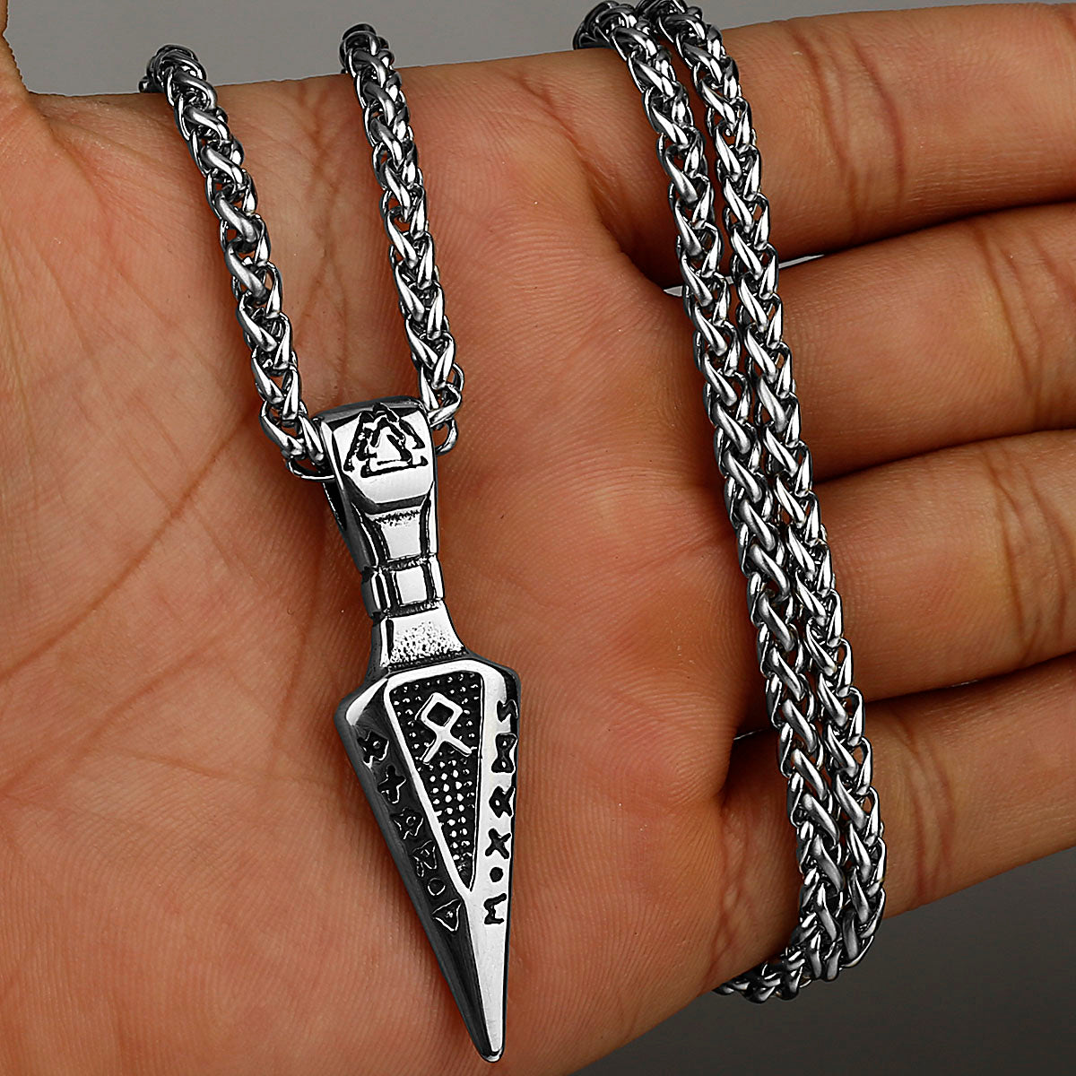 Viking Axe Necklace Pendant Valknut Stainless Steel Viking Men's Valknut Boyfriend Gift Jewelry Factory WJ 50 60cm