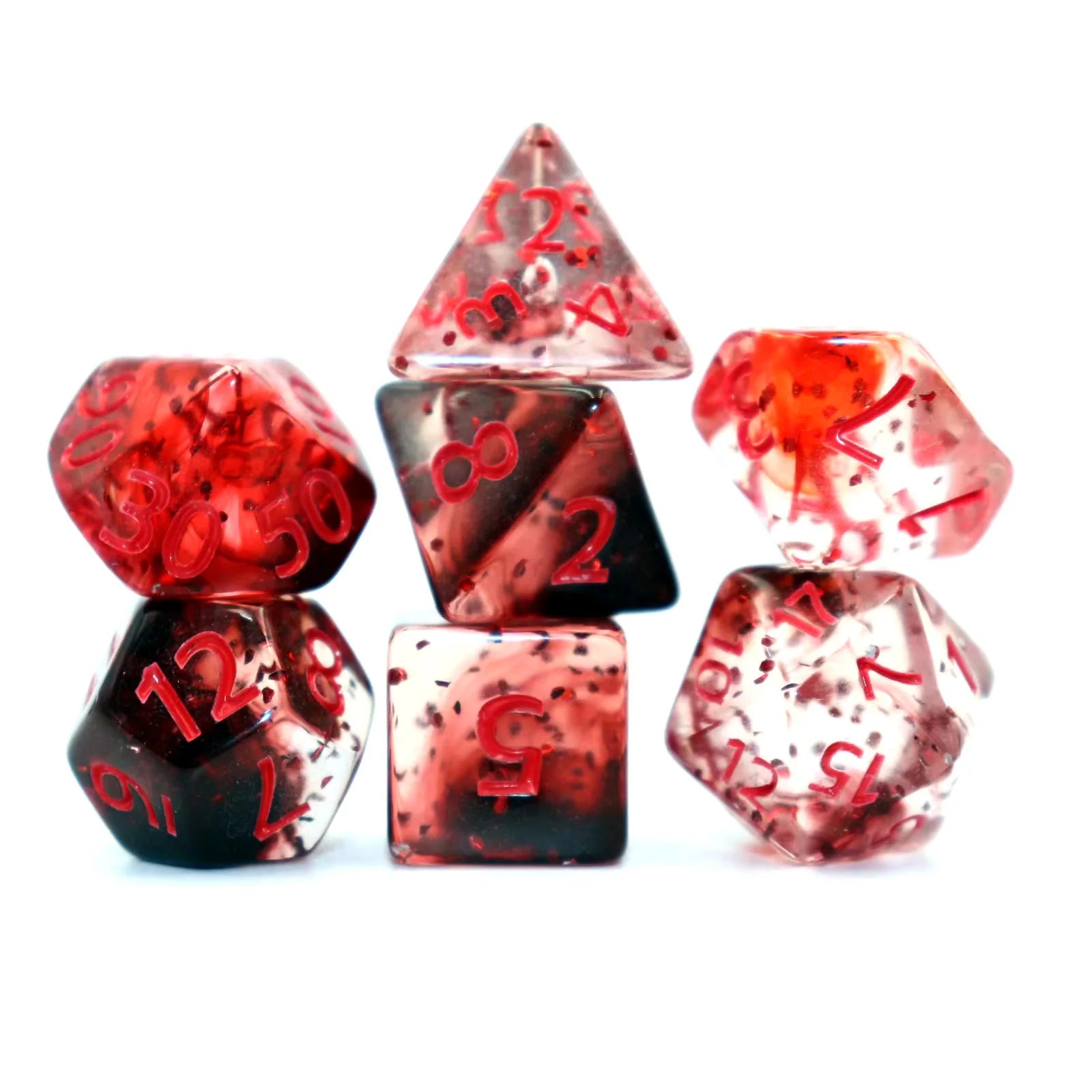 7pcs Set Crystal Style DND Dice Set, Polyhedral Table Game Dice Role-Playing RPG Dice With Box Red