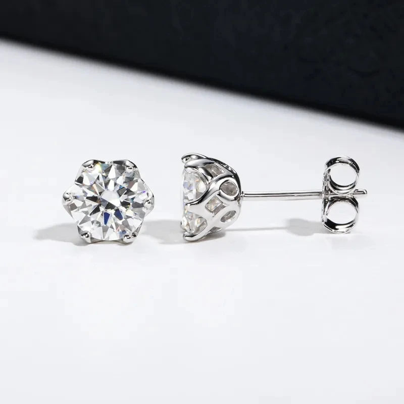1-4 CT D Color VVS1 3EX Moissanite Stud Earrings Brilliant Round 8H8A Cut Lab Diamond Platinum Plated Women's Silver 925 Jewelry WHITE 0.5CTx2