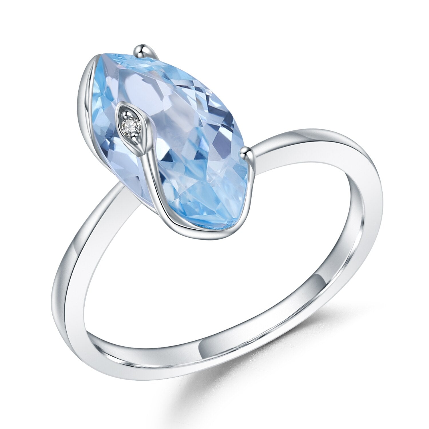 GEM&#39;S BALLET 2.49Ct Marquise Natural Rainbow Mystic Quartz 925 Sterling Silver Gemstone Vintage Rings For Women Fine Jewelry Sky Blue Topaz|925 Sterling Silver