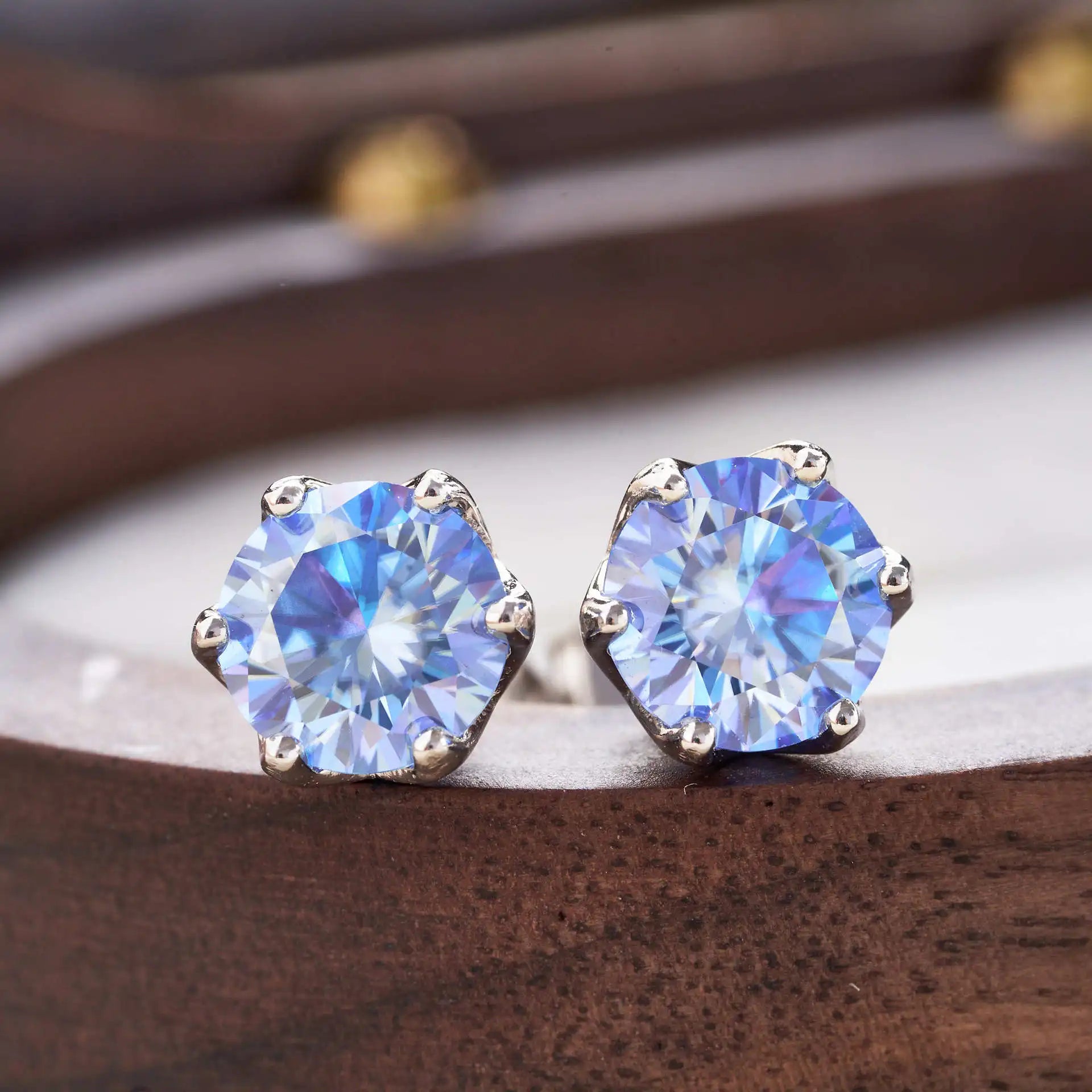 0.5/1 carat Royal blue Moissanite Studs Earrings for Men Women S925 Silver Platinum Plated Bride Wedding Diamond Studs GRA royal