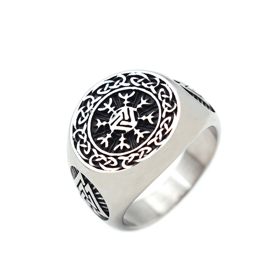 Nordic Viking Compass Ring 316L Stainless Steel Fashion Celtic Knot Rings For Men Women Biker Amulet Jewelry Gifts Dropshipping Style A