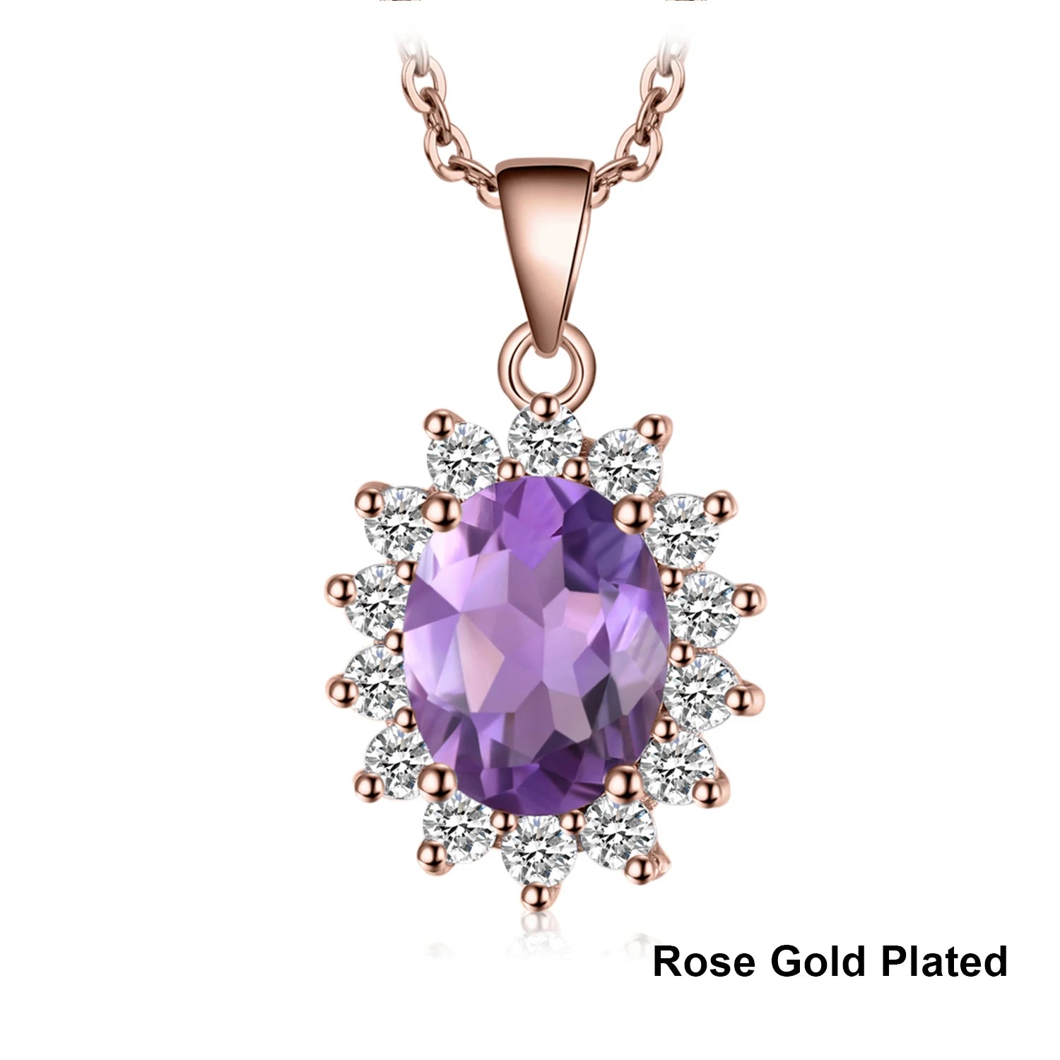 Jewelrypalace Created Alexandrite Natural Amethyst Garnet 925 Sterling Silver Pendant Necklace No Chain Yellow Rose Gold Plated Natural Amethyst 1