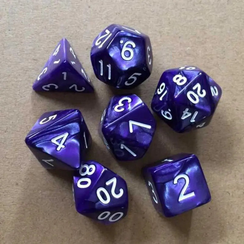 7Pcs Double-Colors Polyhedral DicePolyhedral Dice Game For RPG Dungeons And Dragons DND RPG MTG D20 D12 D10 D8 D6 D4 Table Game PurpleC