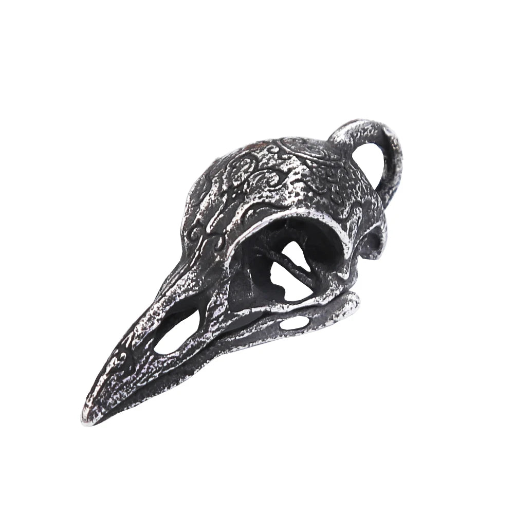 Punk Viking Stainless Steel Crow Skull Pendant Vintage Small Size Nordic Mens Necklace Biker Amulet Jewelry Gift Dropshipping Style A-Pendant Only