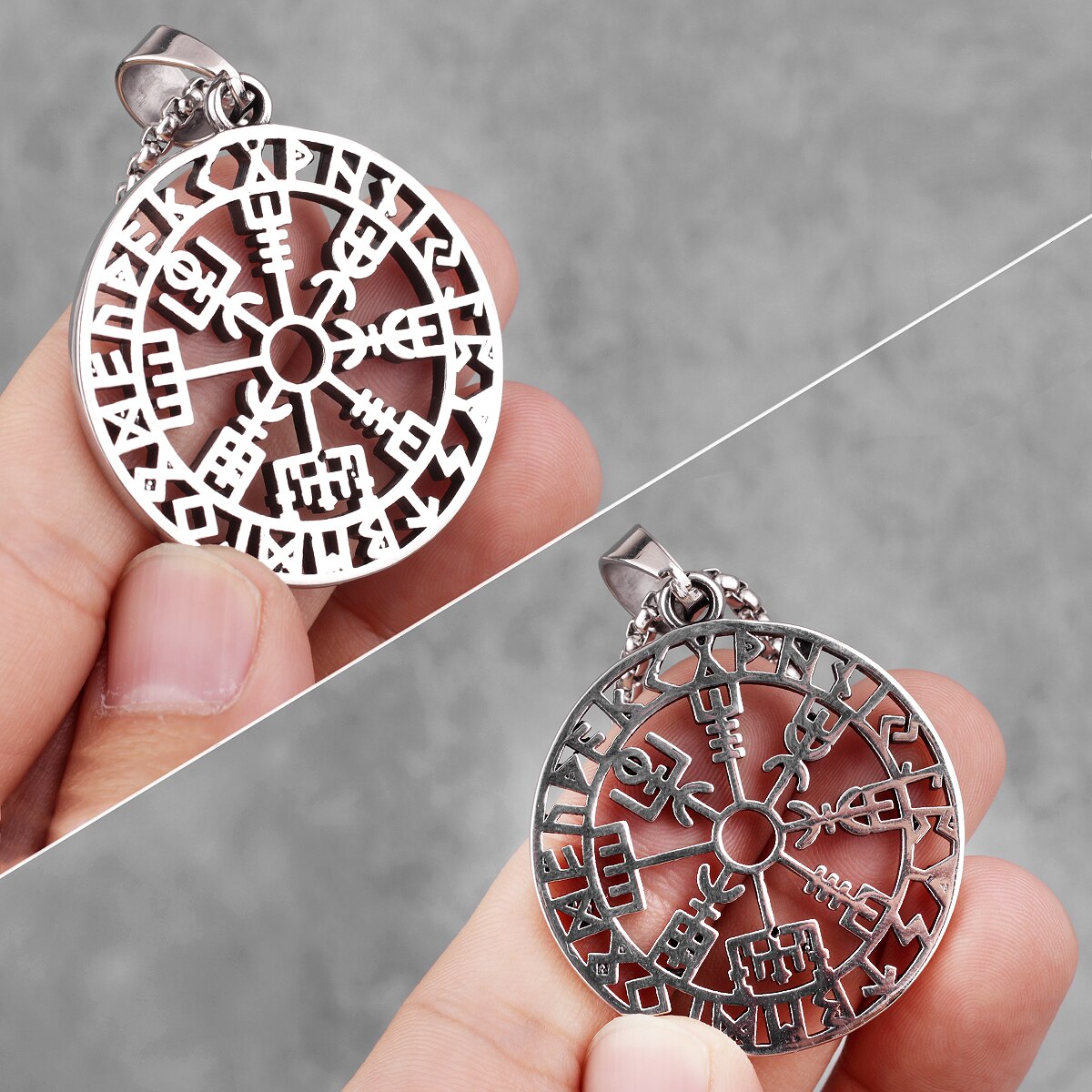 Stainless Steel Viking Pirate Odin Runes Men Necklaces Pendants Chain Punk for Boyfriend Male Jewelry Creativity Gift