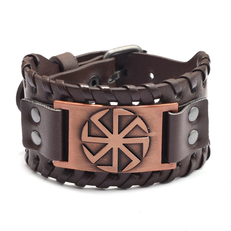 New Retro Wide Leather Pirate Compass Bracelet Men&#39;s Bracelet Celtic Viking Jewelry Compass Bracelet Accessories Party Gifts A 10 China
