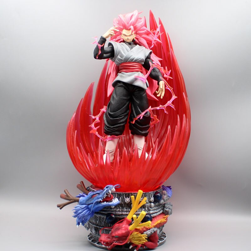 44cm Dragon Ball Figure Statue GK SSJ3 Saiyan Roses Action Figure Anime PVC Son Goku Model Collectible Ornament Toys Gifts