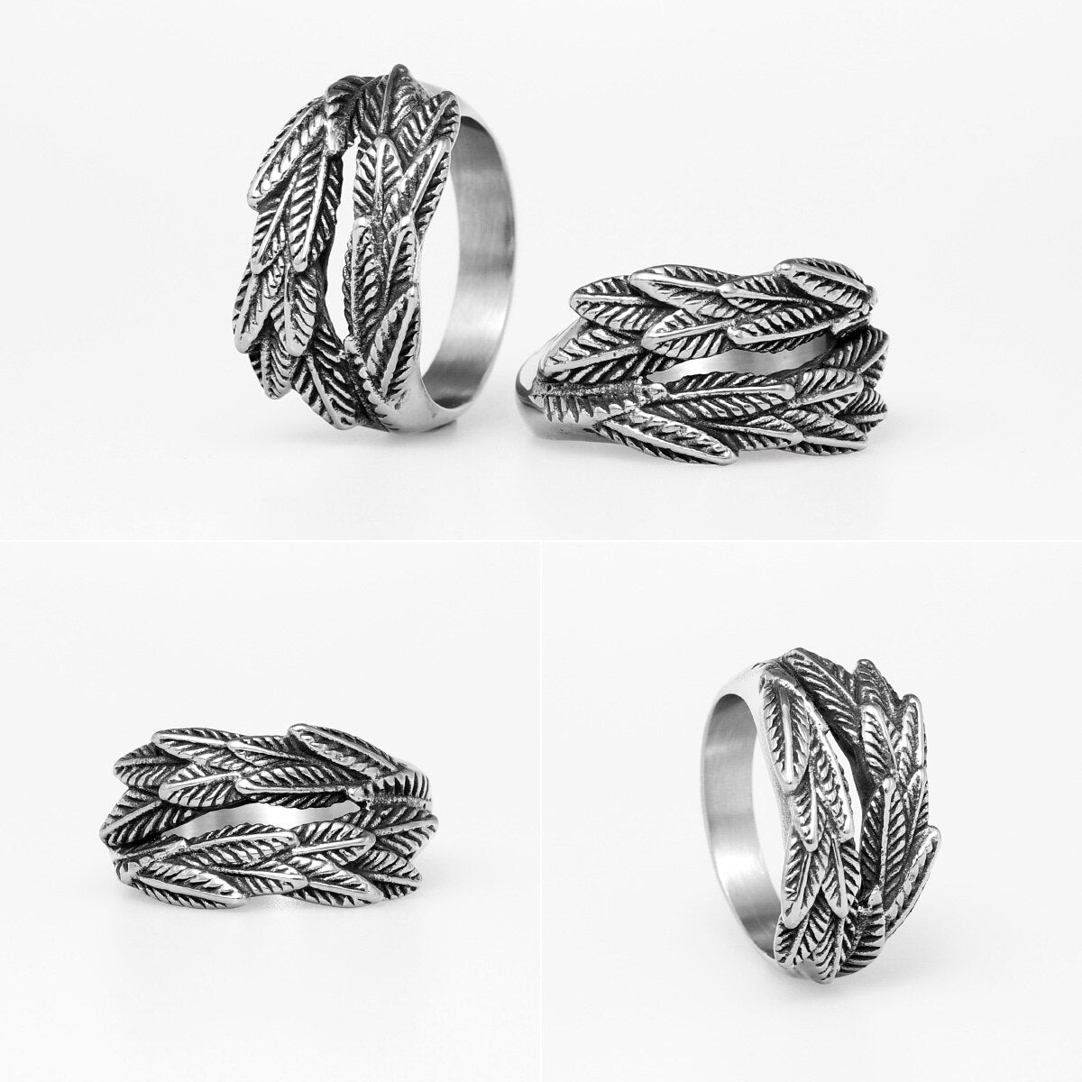 Ear of Wheat Plant Stainless Steel Mens Womens Rings Punk Trendy Unique Amulet for Male Biker Jewelry Creativity Gift