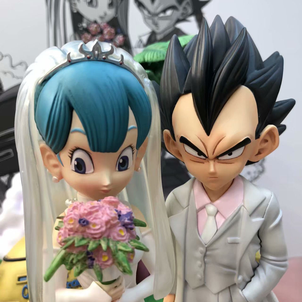 26cm Anime large Dragon Ball Z Vegeta IV Bulma Wedding Figure GK PVC Model Statue Collectible Doll Toys Kids