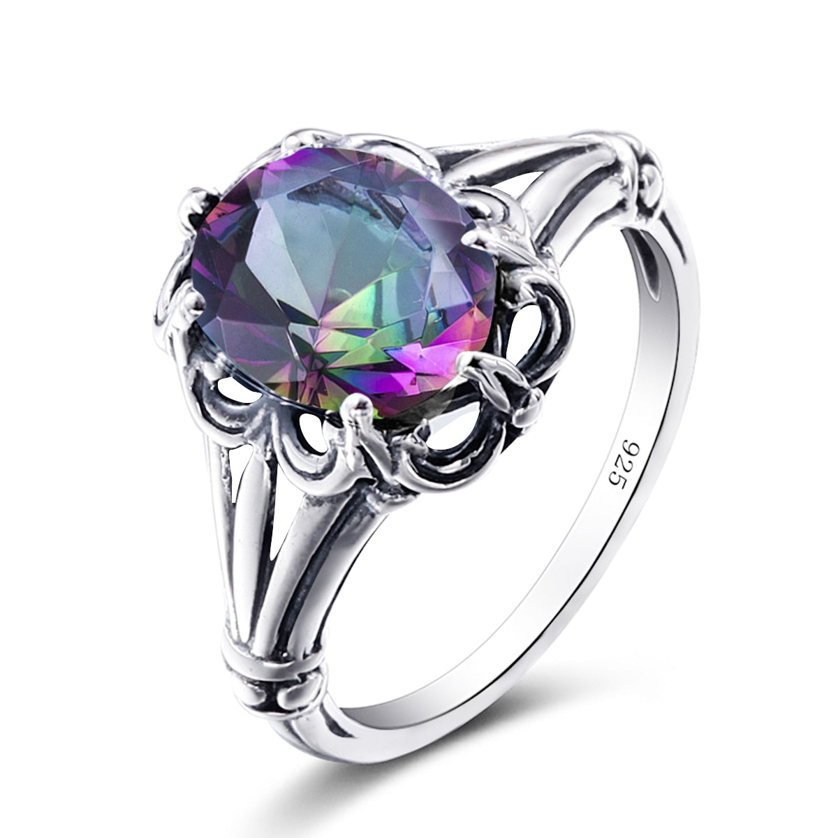 100% 925 Sterling Silver Rings Oval Design Garnet Bohemian Handmade Victoria Wieck Rings For Women Fine Jewelry Mystic Topaz