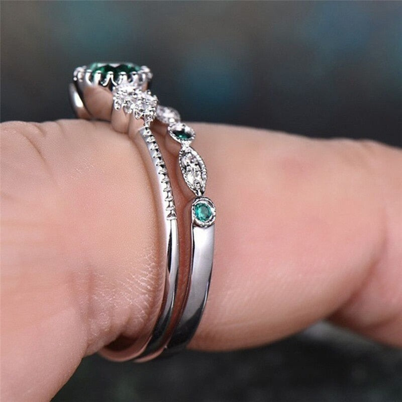 New 925 Sterling Silver Ring Inlaid Emerald Zircon Ring Wedding Ring Female High Jewelry Gift Green