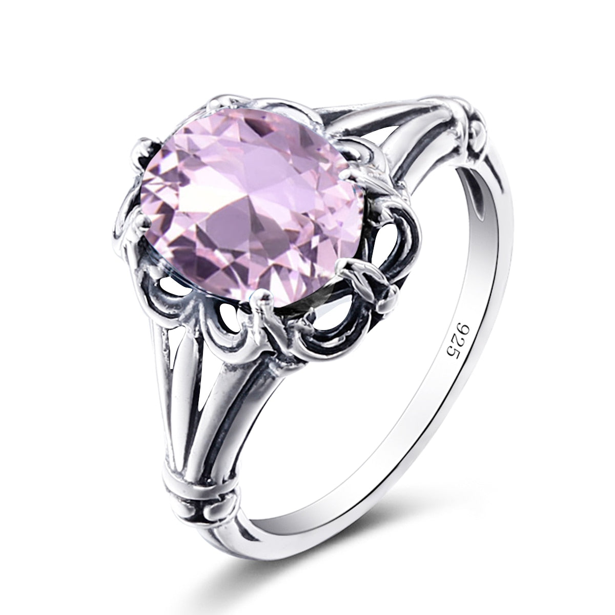 100% 925 Sterling Silver Rings Oval Design Garnet Bohemian Handmade Victoria Wieck Rings For Women Fine Jewelry Pink Stone