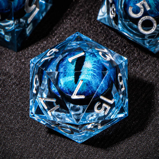 DND Dragon Eye Liquid Core Sharp Edge Polyhedral Resin Handmade Dice Set Role Playing D&D Dungeon and Dragon tabletop Game