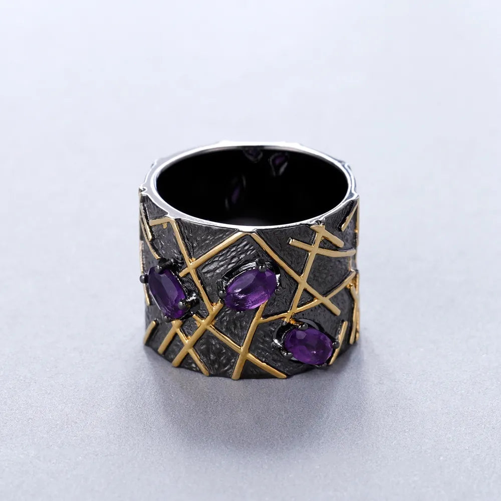 GEM'S BEAUTY Branches Black Plated Ring For Women Handmade Original Creative Fine Jewelry