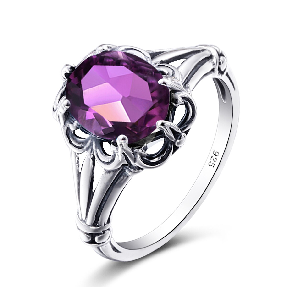 100% 925 Sterling Silver Rings Oval Design Garnet Bohemian Handmade Victoria Wieck Rings For Women Fine Jewelry Amethyst