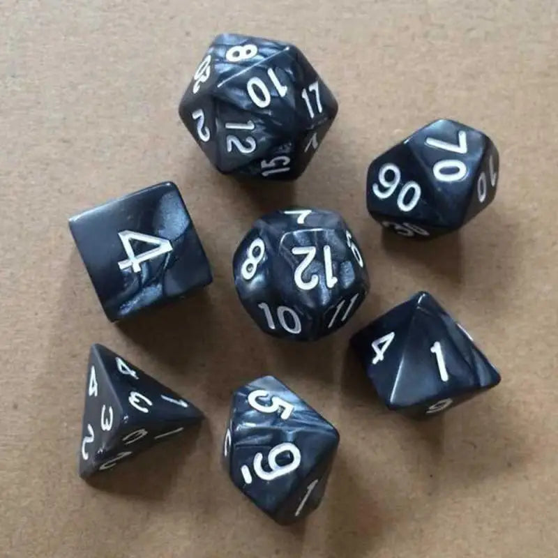 7Pcs Double-Colors Polyhedral DicePolyhedral Dice Game For RPG Dungeons And Dragons DND RPG MTG D20 D12 D10 D8 D6 D4 Table Game BlackE