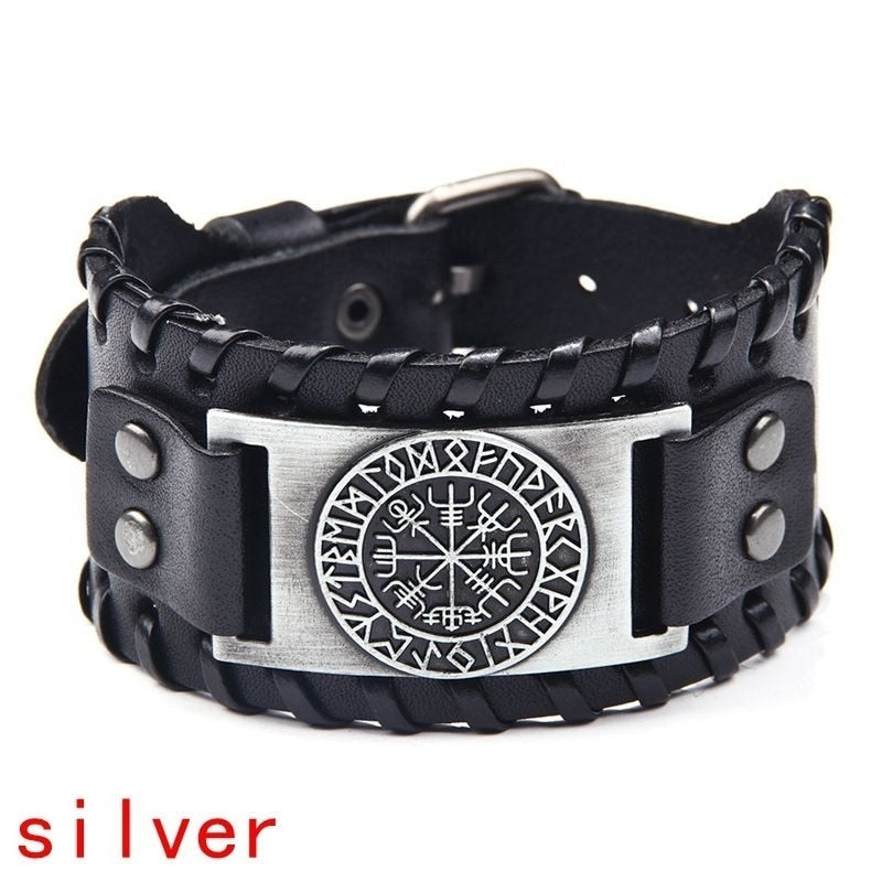 Trendy Viking Bracelet Nordic Rune Compass God Bird Charm Men&#39;s Bracelet New Fashion Leather Woven Jewelry Accessorie Party Gift 1 China