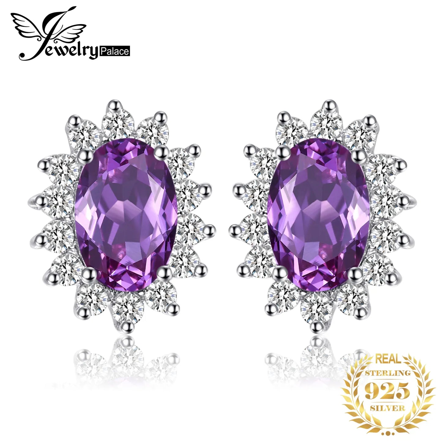 JewelryPalace 1.2ct Created Alexandrite 925 Sterling Silver Stud Earrings for Women Princess Diana Engagement Jewelry Default Title