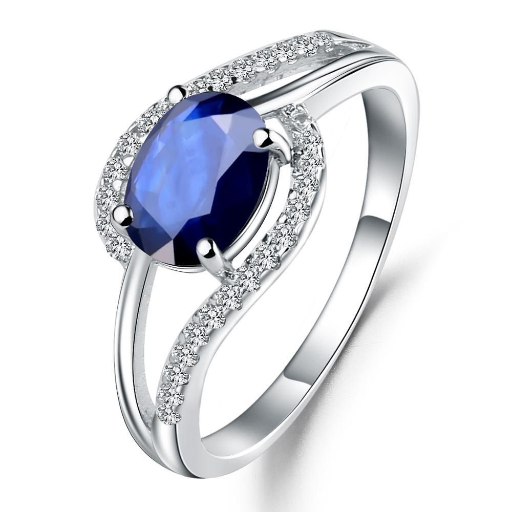 GEM&#39;S BALLET 100% 925 Sterling Silver Classic Fine Rings 1.66Ct Oval Natural Blue Sapphire Gemstone Ring for Women Jewelry Sapphire|925 Sterling Silver
