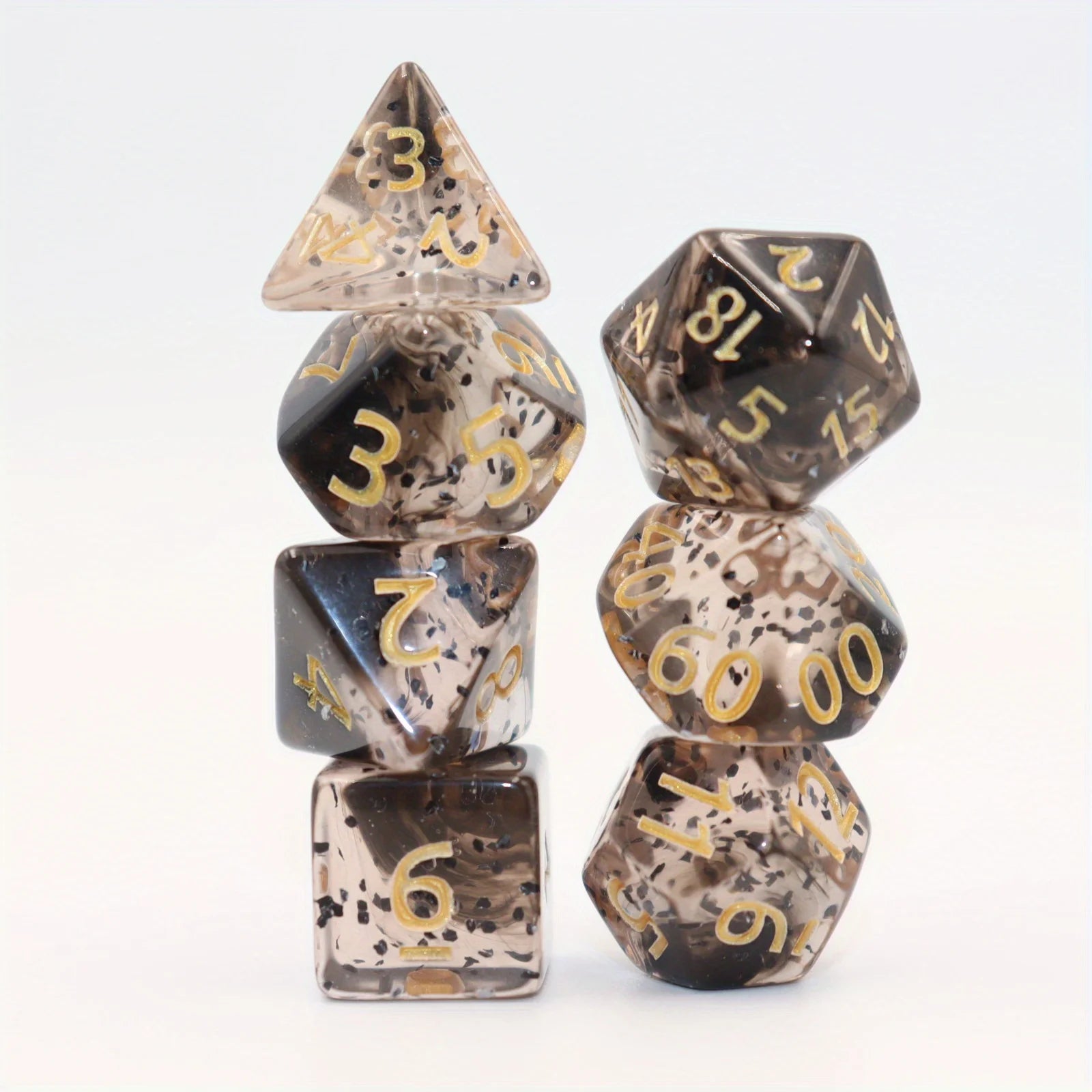 7pcs Set Crystal Style DND Dice Set, Polyhedral Table Game Dice Role-Playing RPG Dice With Box black