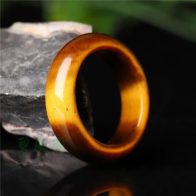 Natural Tiger Eye Stone 8-12 Size Ring Chinese Jadeite Amulet Fashion Charm Jewelry Hand Carved Crafts Gifts for Women Men