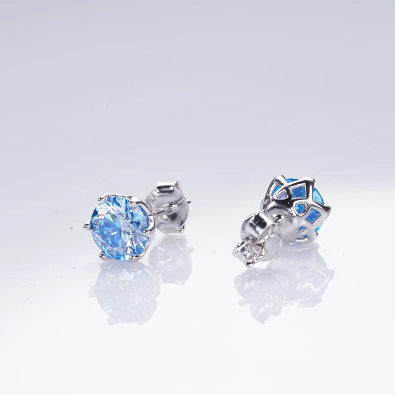 1-4 CT D Color VVS1 3EX Moissanite Stud Earrings Brilliant Round 8H8A Cut Lab Diamond Platinum Plated Women's Silver 925 Jewelry