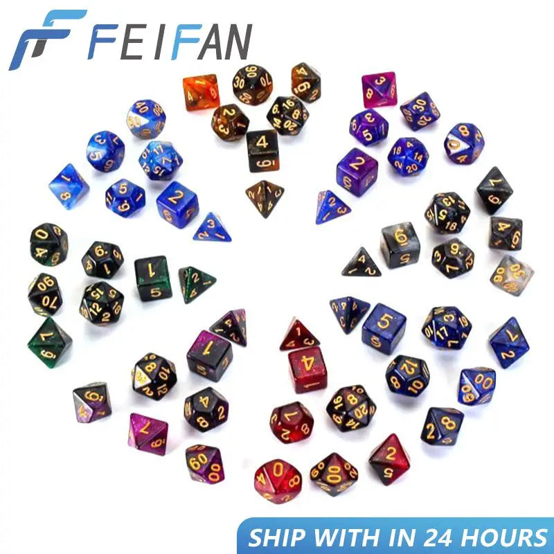 7pcs/set Table Game Polyhedral Dice Multicolor Polyhedral Game Dice For Dungeons And Dragons DND RPG MTG 4 6 8 10 12 20 D4-D20