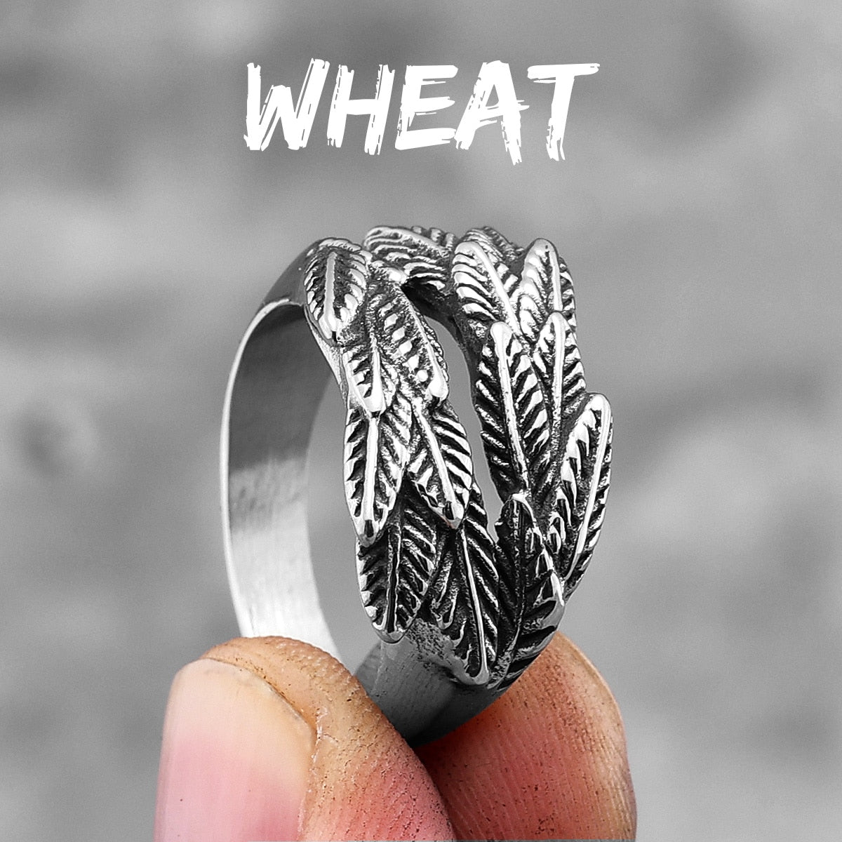Ear of Wheat Plant Stainless Steel Mens Womens Rings Punk Trendy Unique Amulet for Male Biker Jewelry Creativity Gift R764-Wheat