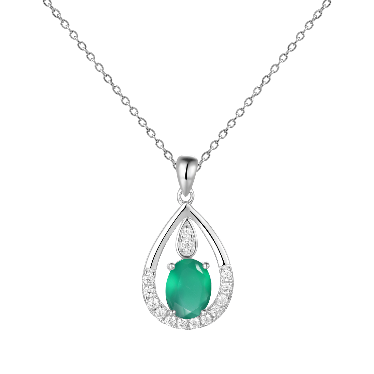 Gem&#39;s Ballet December Birthstone Topaz Necklace 6x8mm Oval Pink Topaz Pendant Necklace in 925 Sterling Silver with 18&quot; Chain Green Agate