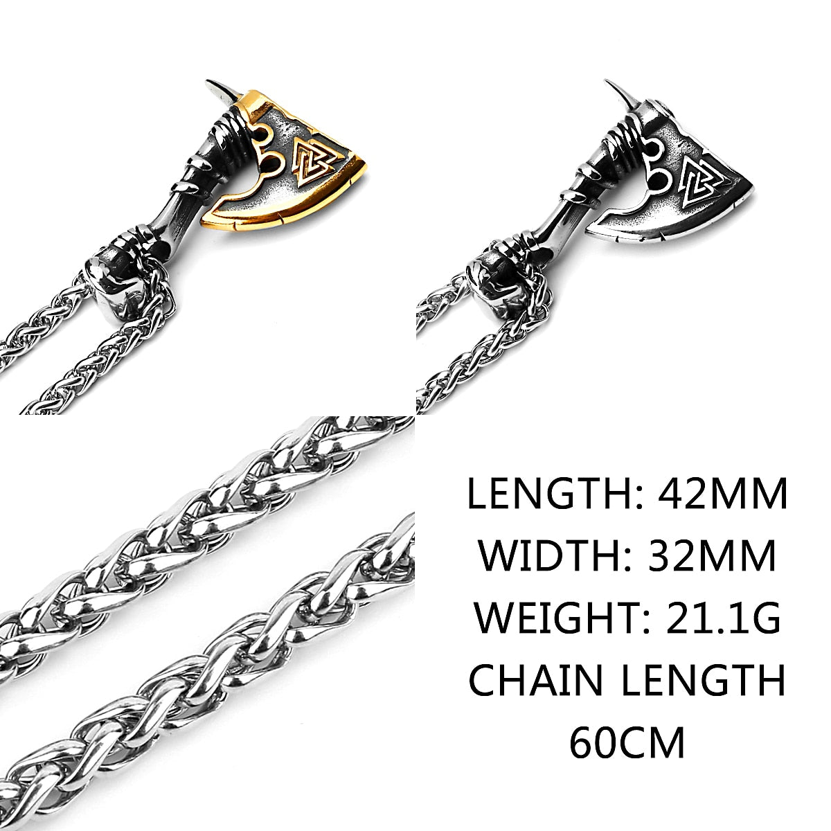 Viking Axe Necklace Pendant Valknut Stainless Steel Viking Men's Valknut Boyfriend Gift Jewelry Factory