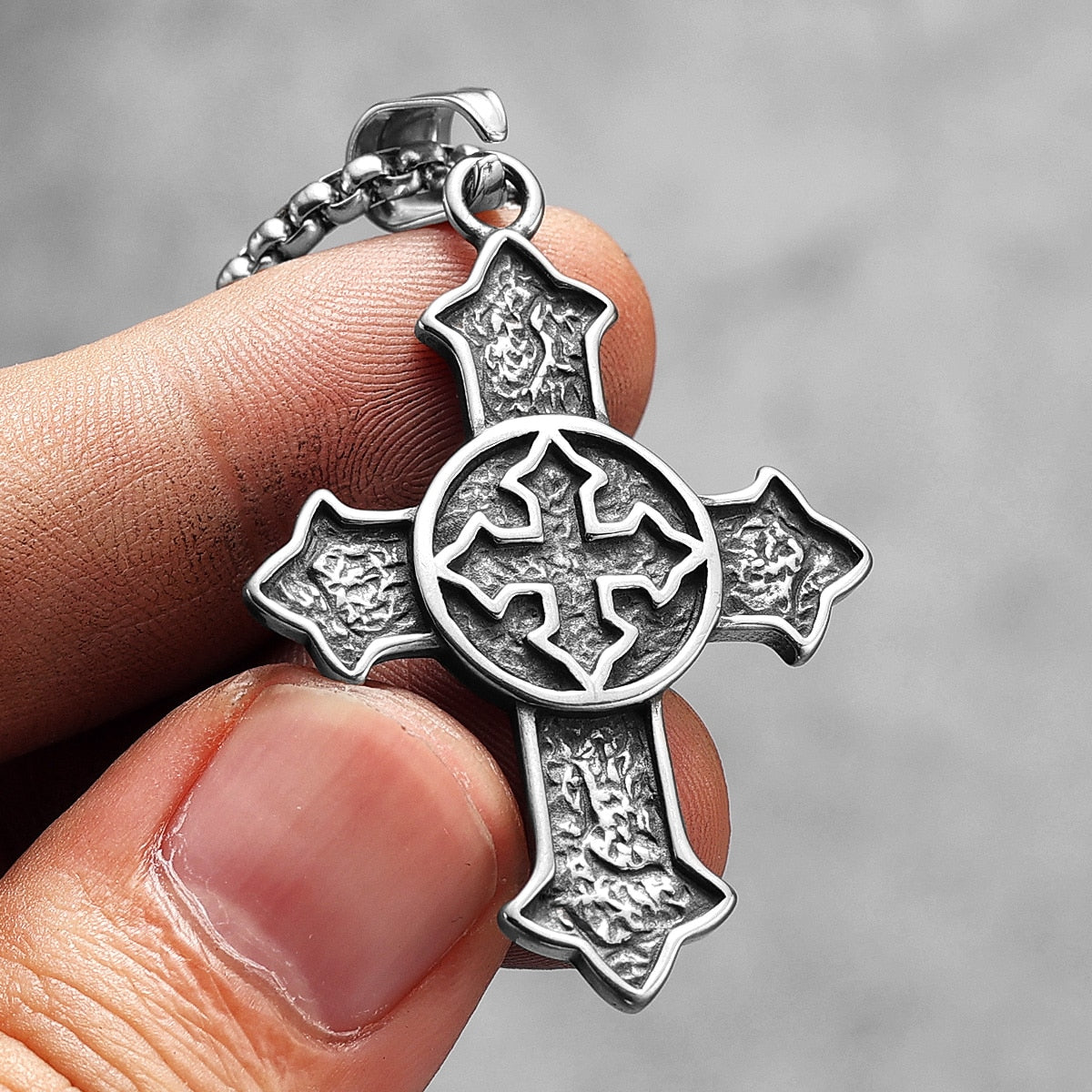 Religion Cross Amulet Stainless Steel Men Women Necklaces Pendants Chain Gothic Punk Trendy Jewelry Creativity Gift