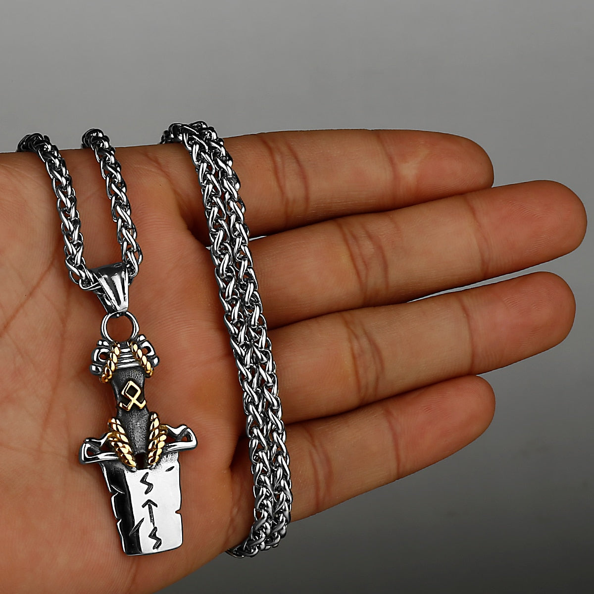 Viking Axe Necklace Pendant Valknut Stainless Steel Viking Men's Valknut Boyfriend Gift Jewelry Factory WJ 71 60cm