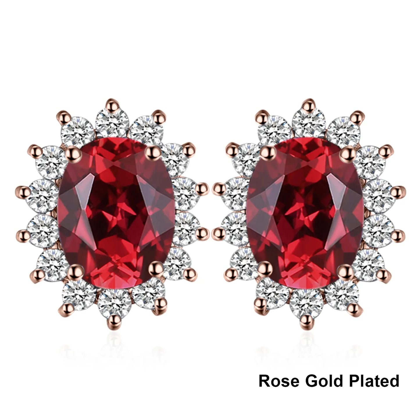 JewelryPalace Created Sapphire Ruby 925 Sterling Silver Stud Earrings Natural Amethyst Garnet Peridot Yellow Rose Gold Plated Natural Garnet 1 CHINA
