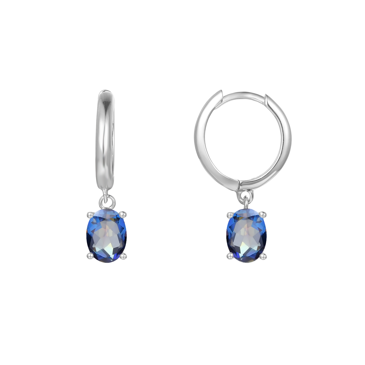 GEM&#39;S BALLET December Birthstone Jewelry 6x8mmOval Swiss Blue Topaz Gemstone Dangle Earrings in 925 Sterling Silver For Women Blueish 925 Sterling Silver