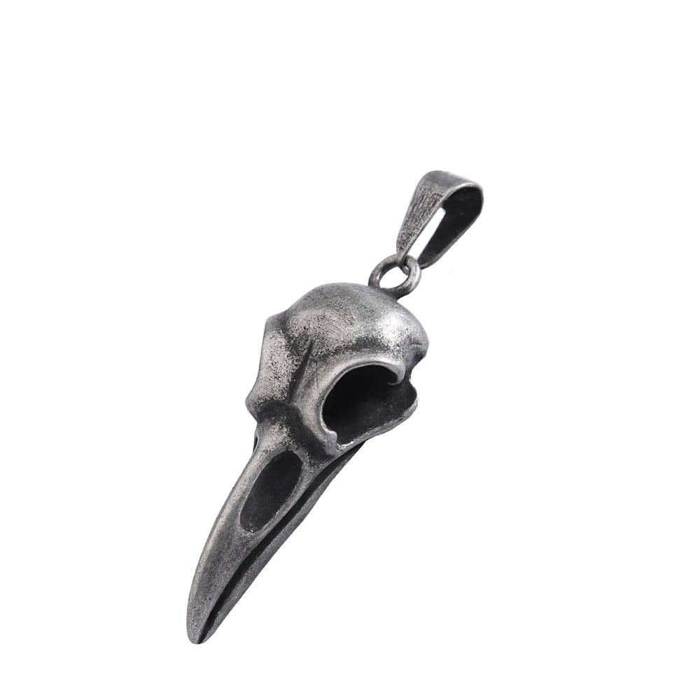 Punk Viking Stainless Steel Crow Skull Pendant Vintage Small Size Nordic Mens Necklace Biker Amulet Jewelry Gift Dropshipping Style E-Pendant Only