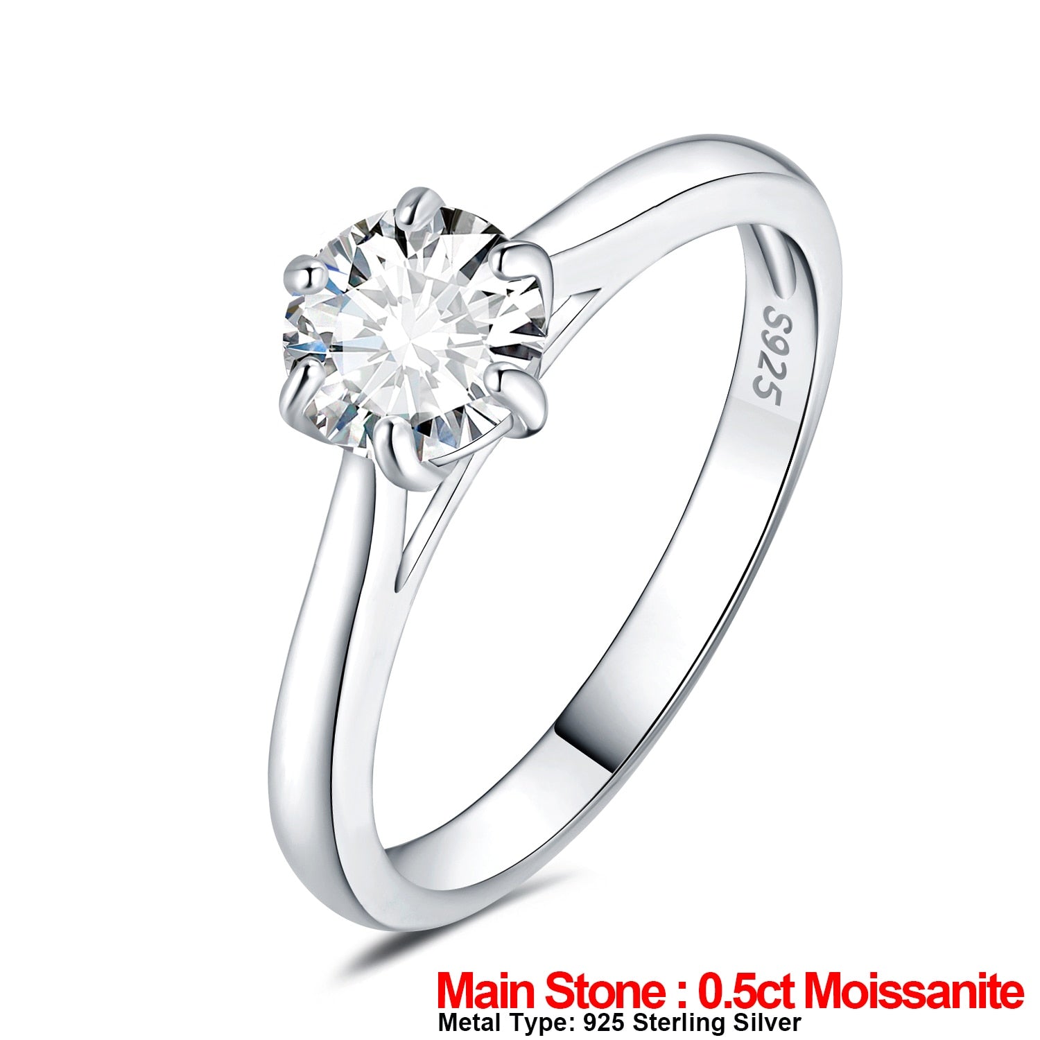JewelryPalace Moissanite D Color 0.5ct 1ct 1.5ct 2ct Round Cut S925 Sterling Silver Solitaire Wedding Engagement Ring for Women
