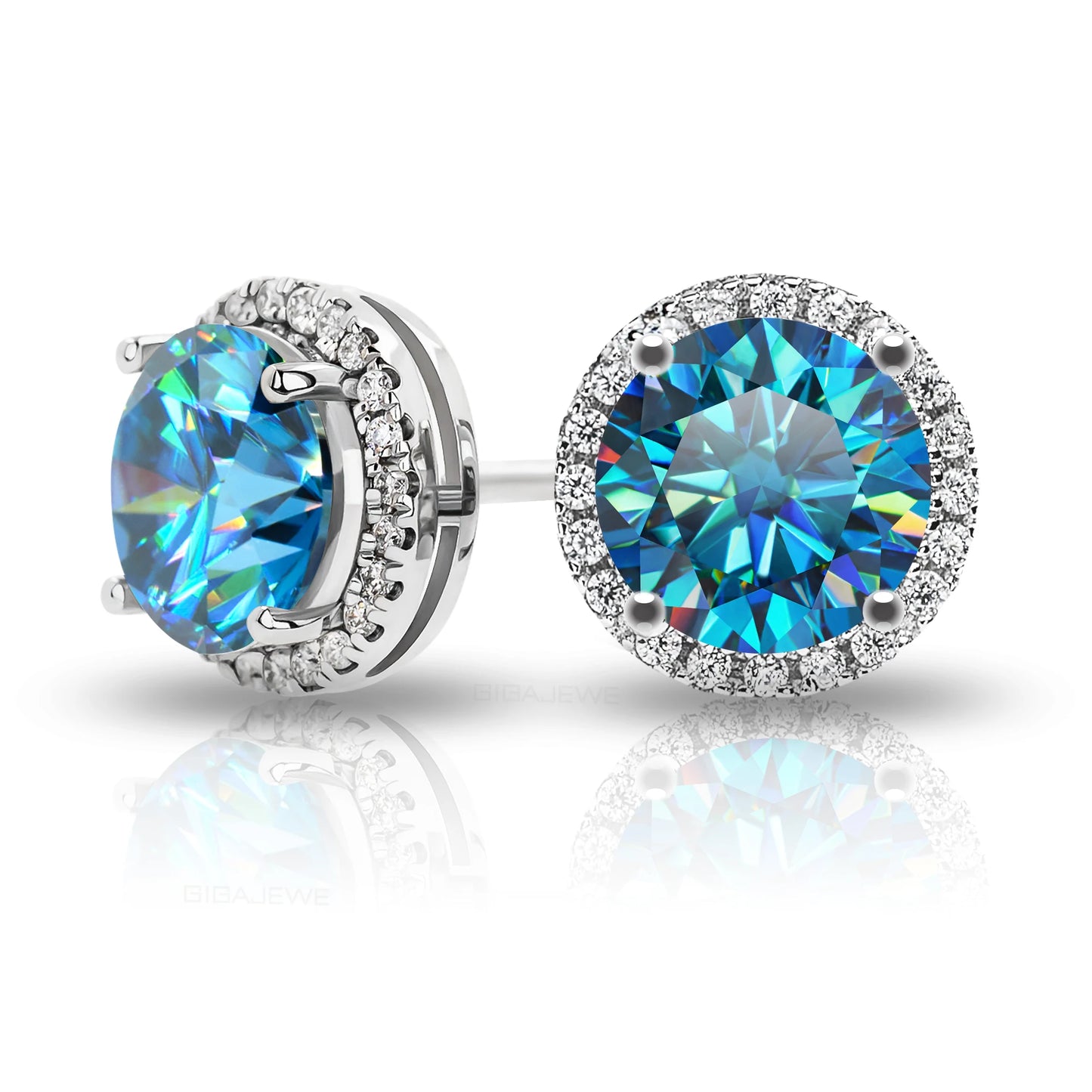 GIGAJEWE Moissanite Hot Selling Items Earrings D Color VVS1 S925 Silver 18K Gold Plated Jewelry Woman Gift NovaColor Blue
