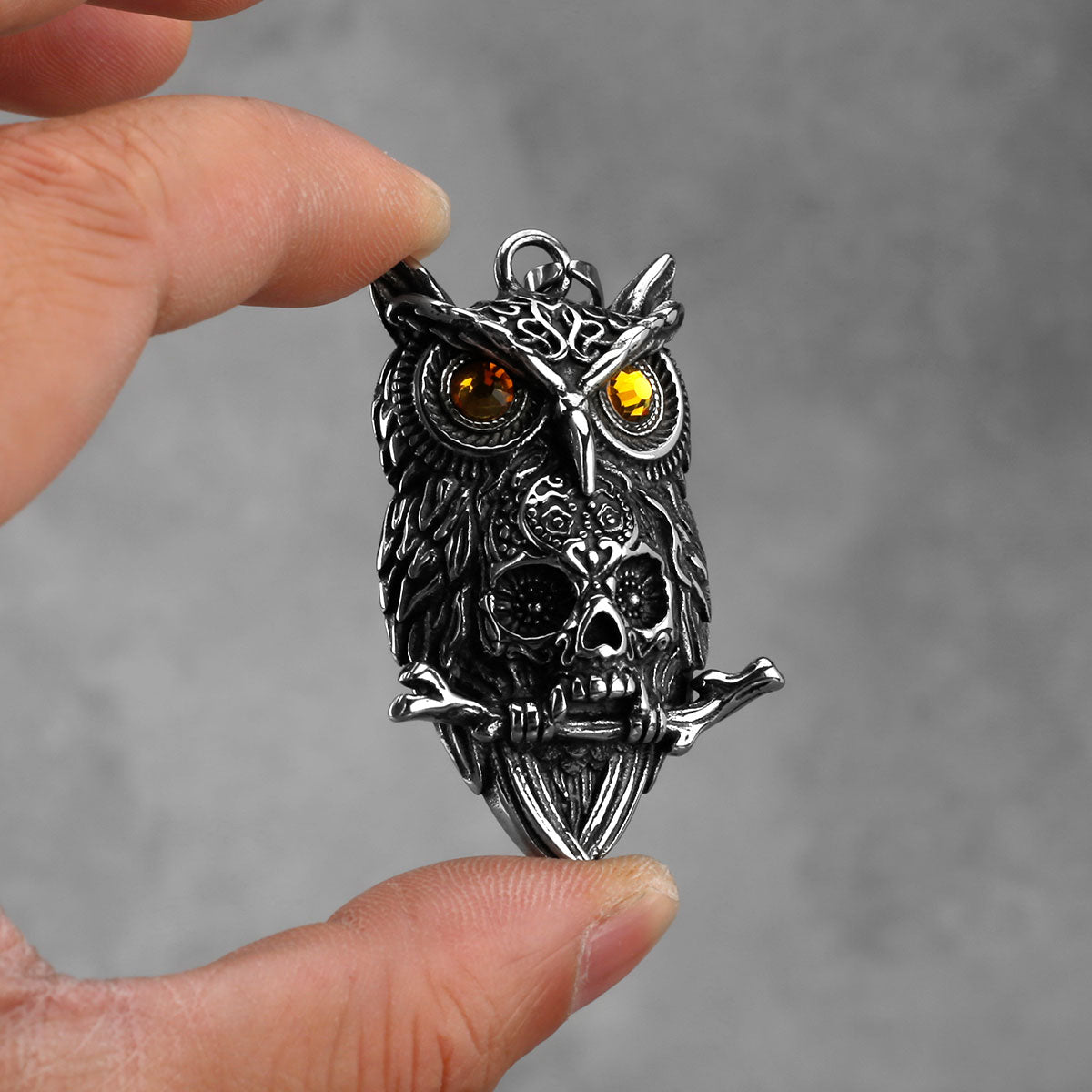 Gothic Owl Skull Viking Pendant Necklace Stainless Steel Biker Party Punk Men&#39;s Jewelry Necklace Wholesale Chainless