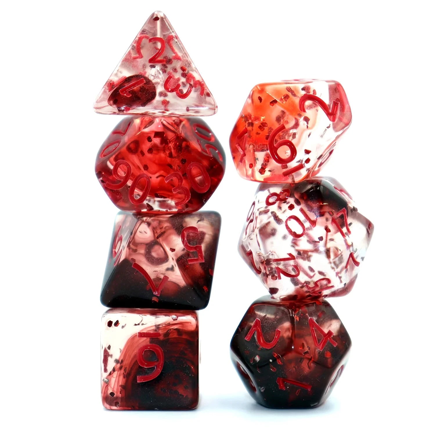 7pcs Set Crystal Style DND Dice Set, Polyhedral Table Game Dice Role-Playing RPG Dice With Box