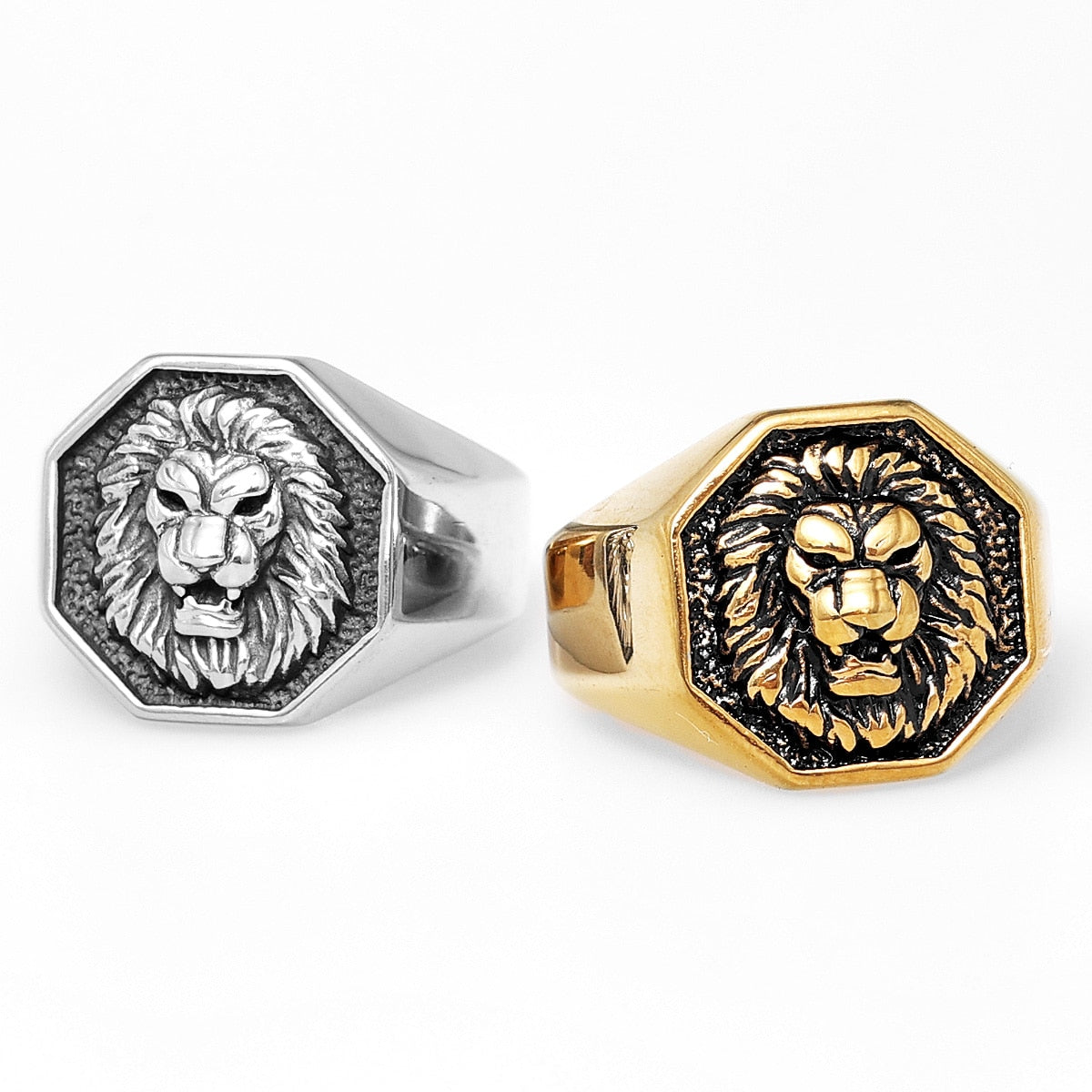 Lion King Animal Stainless Steel Mens Women's Rings Punk Trendy Unique for Couple Male Biker Jewelry Creativity Gift