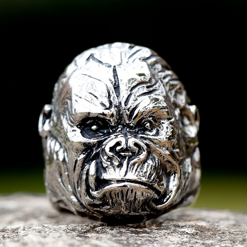2023 new Arrival Design Stainless Steel Head of Gorilla Trend Men's movie Ring fashion High Quality Jewelry