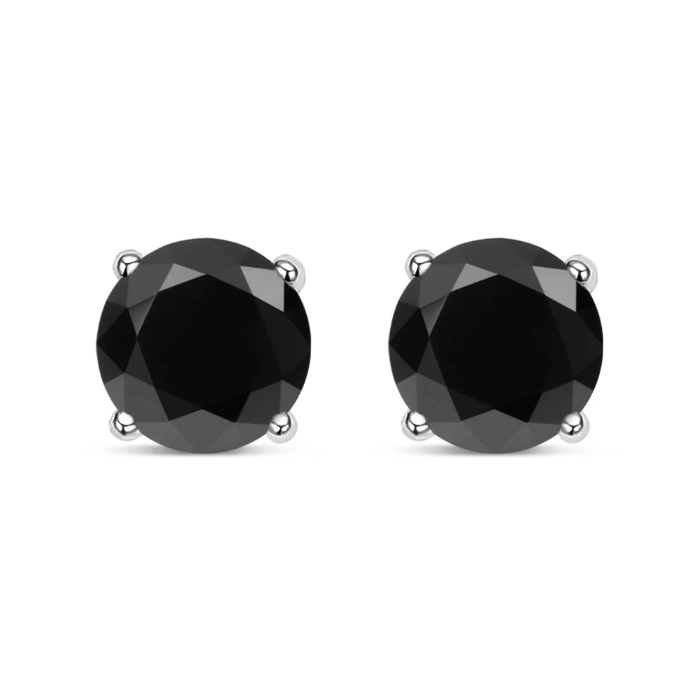KNOBSPIN Moissanite Earring S925 Sterling Sliver Plated with 18k White Gold Earring for Women Man Sparkling Fine Jewelry black 4mm(0.3ct each)