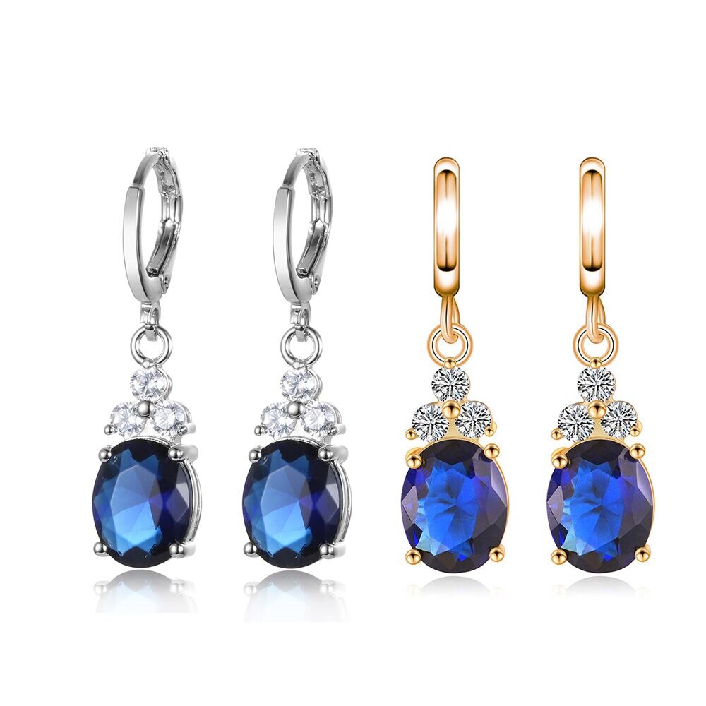 Classic Water Drop Cubic Zirconia Earrings for Women Luxury Inlay Blue/White Brilliant CZ Elegant Female Accessories Gift