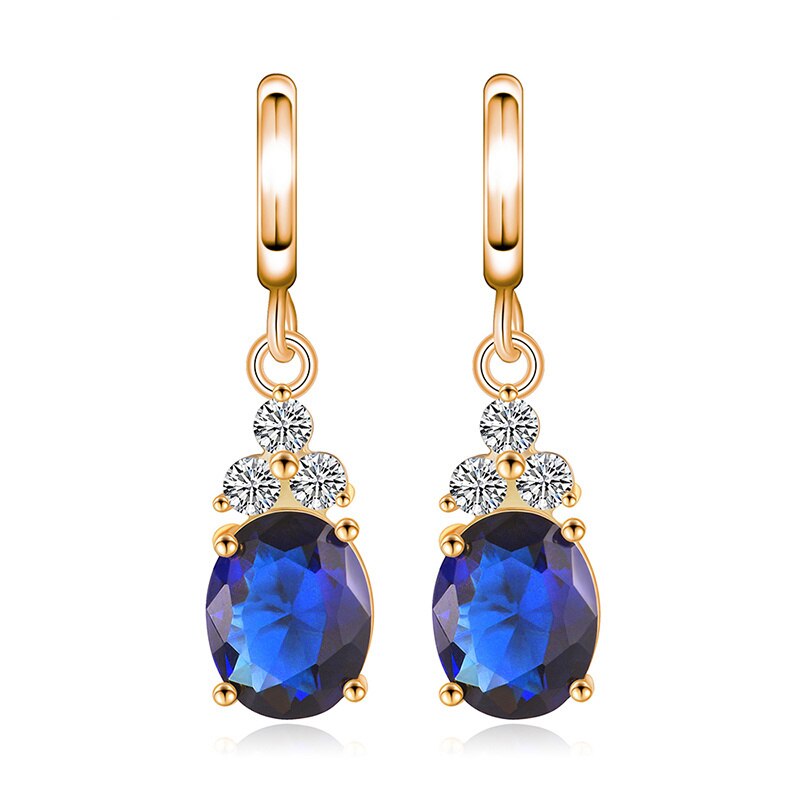 Classic Water Drop Cubic Zirconia Earrings for Women Luxury Inlay Blue/White Brilliant CZ Elegant Female Accessories Gift E1011